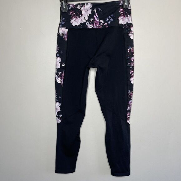 SKECHERS Leggings Womens Small Black Pink Floral GoFlex High Waisted Crop - Picture 3 of 5